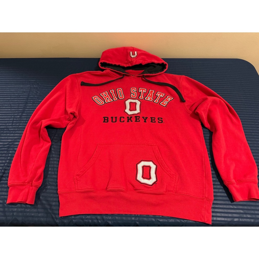 Ohio State Buckeyes Hoodie Red Embroidered NCAA Authentic Apparel Mens Medium